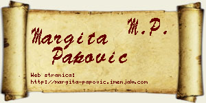 Margita Papović vizit kartica